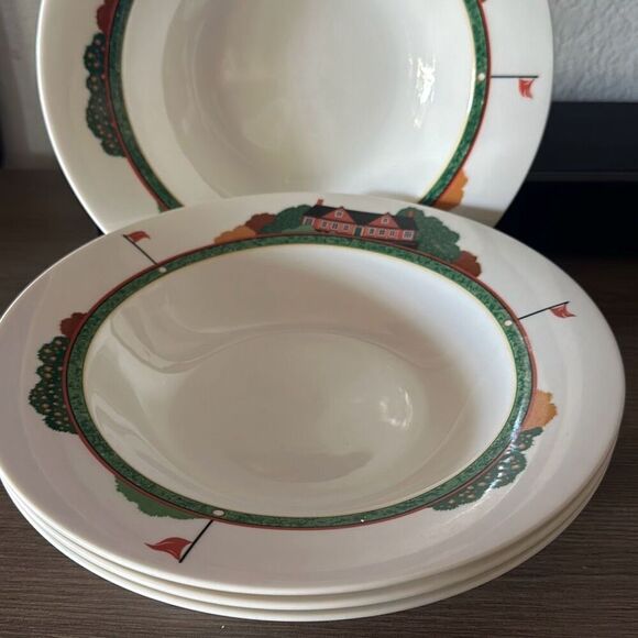 Christopher Stuart Optima Fairway Salad Bowls / soup bowls Set of 4 Golfing fine - Picture 2 of 3